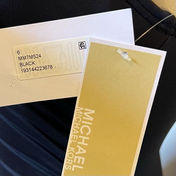 Michael Kors One Piece Swimsuit Size 6 Black Underwire One Shoulder Womens NEW - Picture 10 of 11